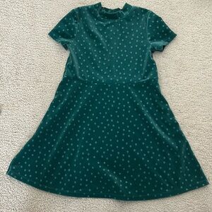 Green velvet cat and jack polka dot dress size 5t
